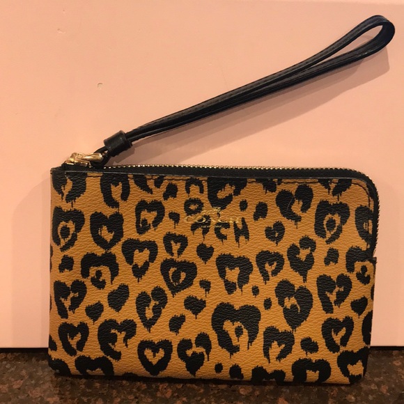 Coach Handbags - NWT Coach cheetah hearts wristlet